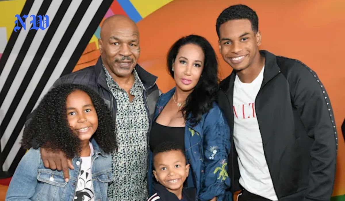 Mike Tyson with his wife, childrens and sol xochitl at an event